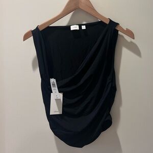 Aritzia Wilfred Parfait Black Drape Top